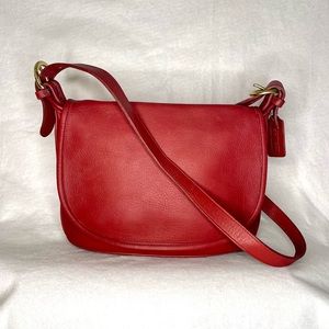 EUC VINTAGE Coach Saddle Fletcher Shoulder/Crossbody Bag - Red Leather